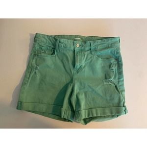 OLD NAVY Women’s Green Distressed Rolled Cuff Shorts Size 8